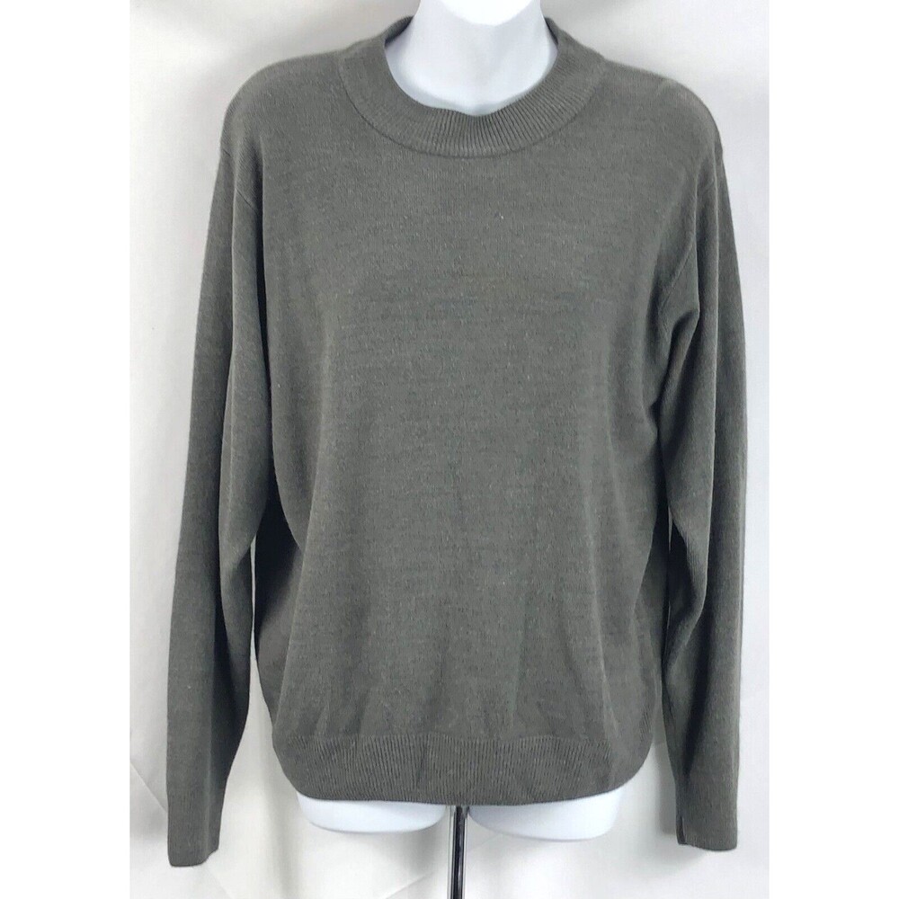 Sag Harbor Soft Knit Sweater M Gray MockNeck LongSleeve Pullover Cottage Coastal